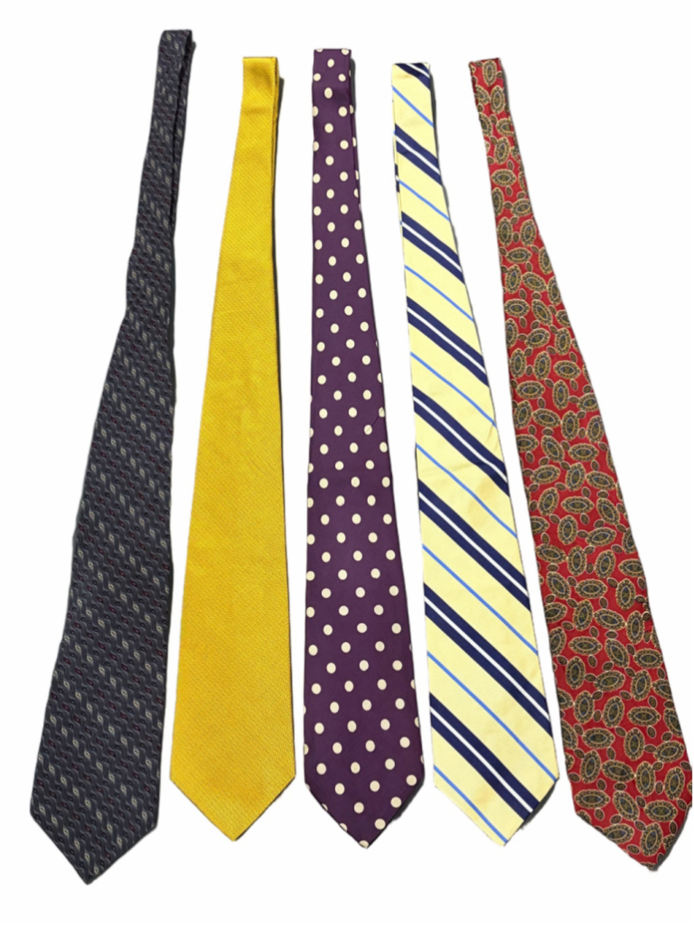 Vintage Men's Silk Tie Lot (5) - Polo Ralph Lauren, Bill Blass, Villa Bugatti